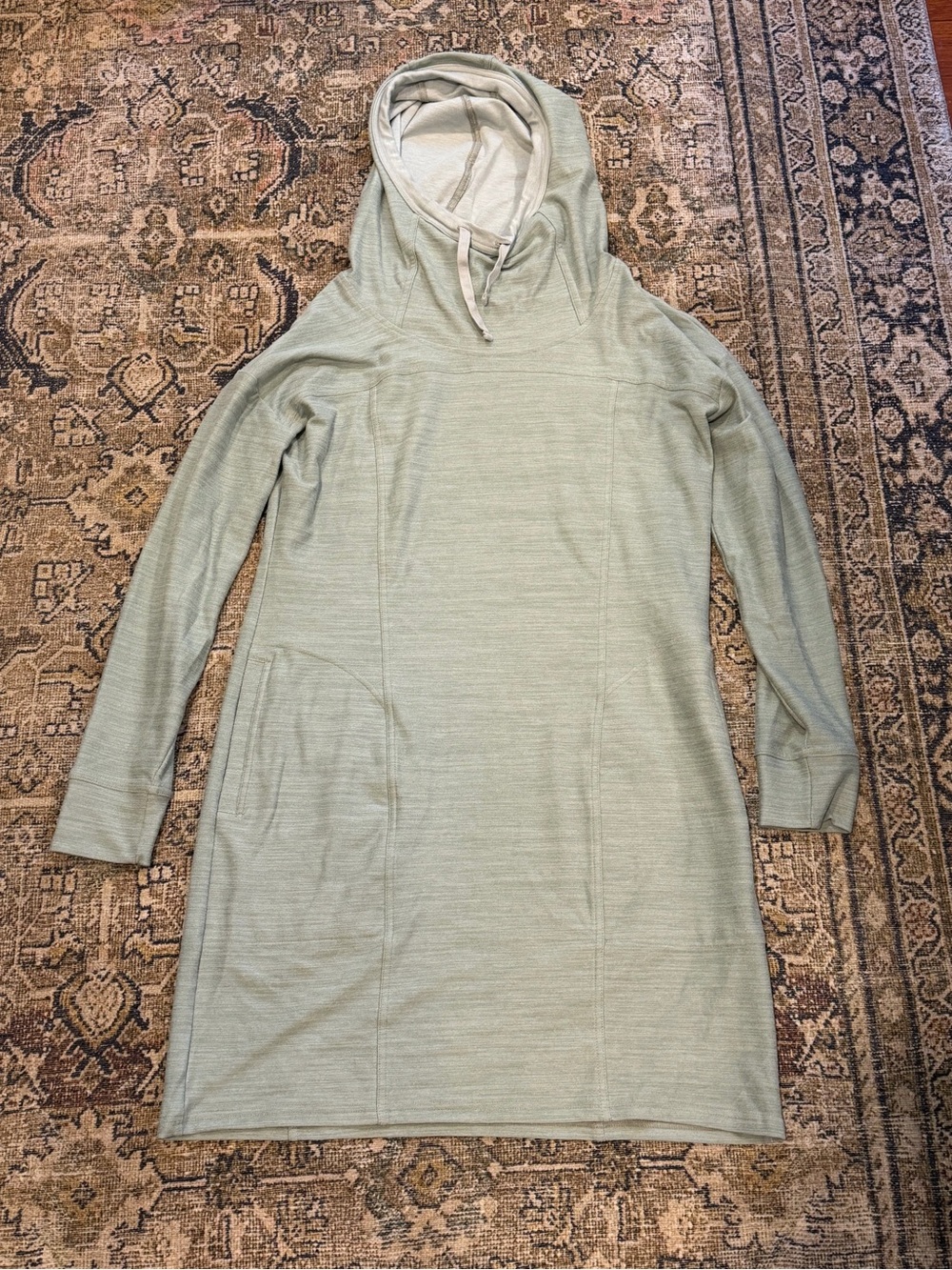 Women's Hooded Knit Sweater Dress - Sage Green